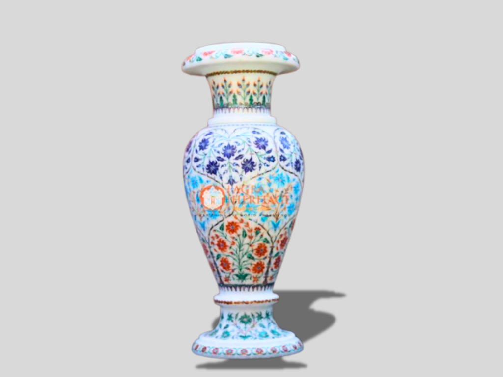 Malachite Lapis Turquoise Multi Inlay Stone Marble Vase